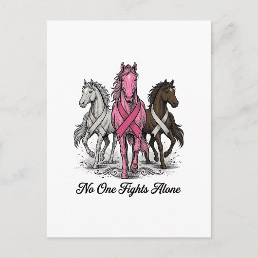 Borstkanker Ondersteuning Paard Vector T-shirt Ont Briefkaart (Voorkant)