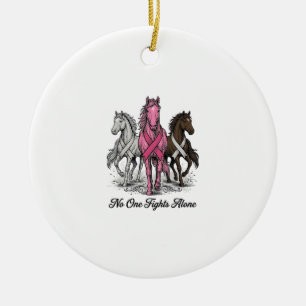Borstkanker Ondersteuning Paard Vector T-shirt Ont Keramisch Ornament
