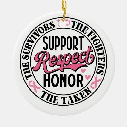 Borstkanker opbeurend citaat keramisch ornament (Voorkant)