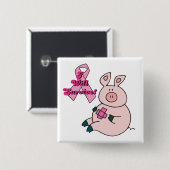 borstkanker overleeft het varken vierkante button 5,1 cm (Voorkant /achterkant)