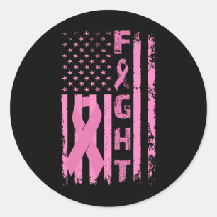 Borstkanker Overlevende Amerikaanse vlag bewustzij Ronde Sticker