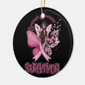 Borstkanker overlevende bewustzijn roze lintboter keramisch ornament (Links)