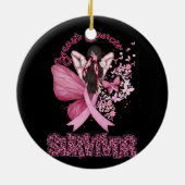 Borstkanker overlevende bewustzijn roze lintboter keramisch ornament (Achterkant)