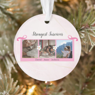 Borstkanker overlevende drie foto collage Mok Ornament