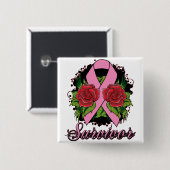 Borstkanker Overlevende Roos Tattoo Vierkante Button 5,1 Cm (Voorkant /achterkant)