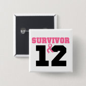 Borstkanker Overleving 12 jaar Vierkante Button 5,1 Cm (Voorkant /achterkant)