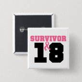 Borstkanker Overleving 18 jaar Vierkante Button 5,1 Cm (Voorkant /achterkant)