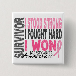 Borstkanker Overleving 4 Vierkante Button 5,1 Cm