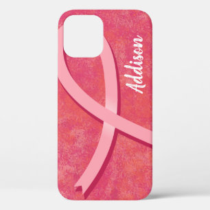 Borstkanker Overlevingsnaam Roze lint iPhone 12 Hoesje