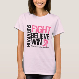 Borstkanker Overlevingsstrijd Believe Win Motto T-shirt