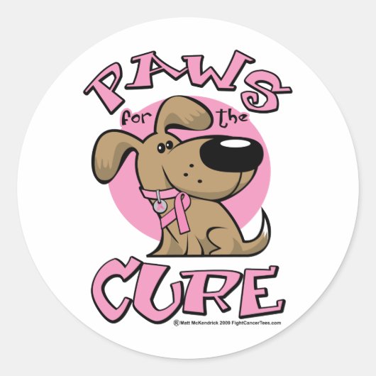 Borstkanker Pakketten voor de Cure Dog Ronde Sticker (Voorkant)