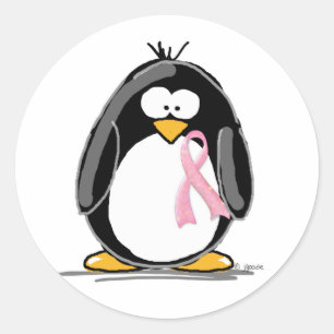 Borstkanker Penguin Ronde Sticker