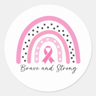 Borstkanker Regenboog Roze Lint Bewustzijn Ronde Sticker