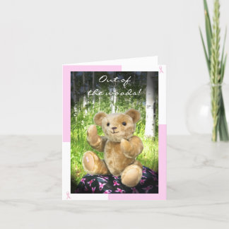 Borstkanker Remissie—Teddy Bear—Roze linten Kaart