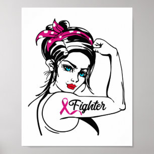 Borstkanker Rosie de riveter roze Poster