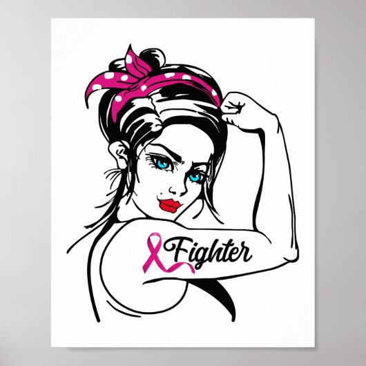 Borstkanker Rosie de riveter roze Poster (Voorkant)