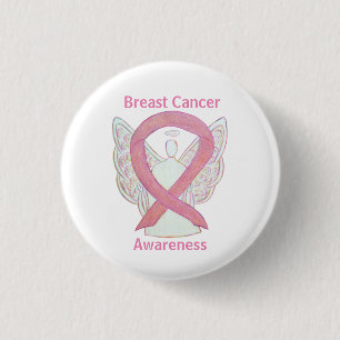 Borstkanker Roze bewustzijn Ribbon Angel Art Pins Ronde Button 3,2 Cm