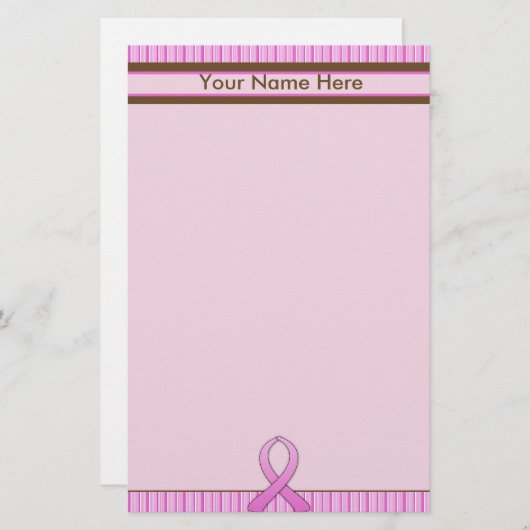 Borstkanker Roze & bruin gestreept Briefpapier (Voorkant / Achterkant)