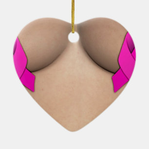 Borstkanker Roze linbbons kerstversiering Keramisch Ornament