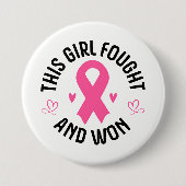 Borstkanker Roze lint Button Pin (Voorkant)