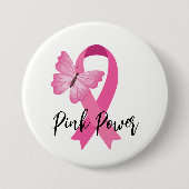 Borstkanker Roze lint Button Pin (Voorkant)