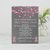 Borstkanker Roze lint Fundraiser Invitation Kaart (Staand voorkant)