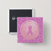Borstkanker Roze lint Glitter Button (Voorkant /achterkant)