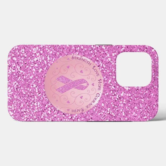 Borstkanker Roze lint Glitter Case-Mate iPhone Case (Achterkant (horizontaal))