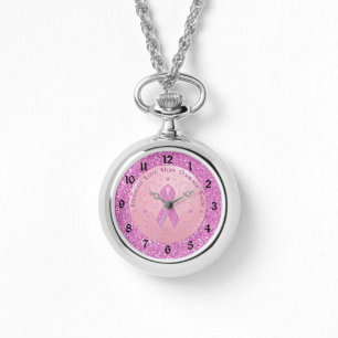 Borstkanker Roze lint Glitter Horloge