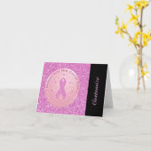 Borstkanker Roze lint Glitter Kaart 2 (Gele Bloem)