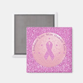 Borstkanker roze lint glitter magneet (Voorkant / Achterkant)