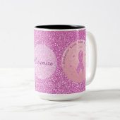 Borstkanker Roze lint Glitter Mok (Voorkant rechts)
