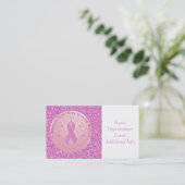 Borstkanker Roze lint Glitter Visitekaartje 2 (Staand voorkant)