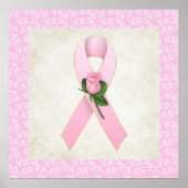 Borstkanker Roze lint met roze Rose Poster (Voorkant)