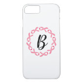 Borstkanker Roze lint Monogram Telefoon Case (Achterkant)
