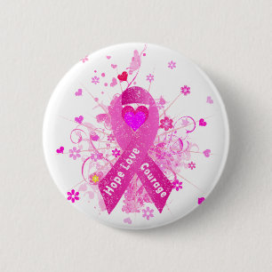 Borstkanker Roze lint Ronde Button 5,7 Cm