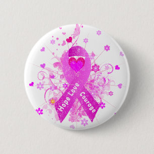 Borstkanker Roze Lint Ronde Button 5,7 Cm