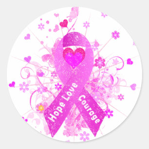 Borstkanker Roze lint Ronde Sticker
