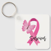 Borstkanker Roze lint Sleutelhanger (Voorkant)