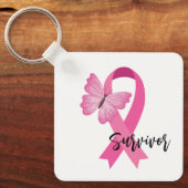 Borstkanker Roze lint Sleutelhanger (Voorkant)