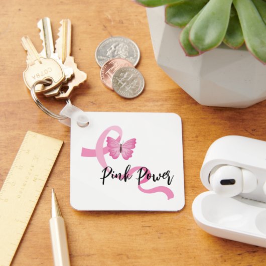Borstkanker Roze lint Sleutelhanger (Bureau)