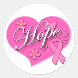 Borstkanker Roze lintje HOPE Heart Round Sticker