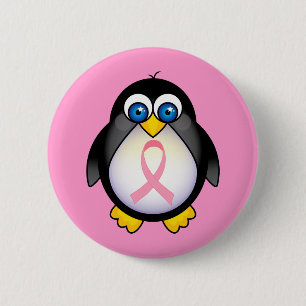 Borstkanker Roze lintje Penguin Gift Ronde Button 5,7 Cm