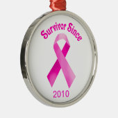 Borstkanker Roze lintOrnament Metalen Ornament (Rechts)