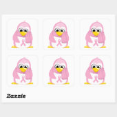 Borstkanker Roze Penguin Vierkante Sticker (Vel)