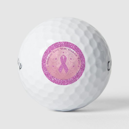 Borstkanker Roze ribbon Golf Balls Golfballen (Voorkant)