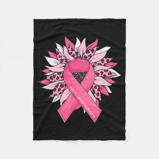 Borstkanker Roze ribbon Sunflower Breast Cancer Fleece Deken (Voorkant)