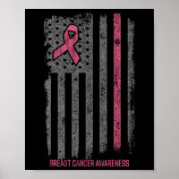 Borstkanker Shirten American Flag Breast Cancer A