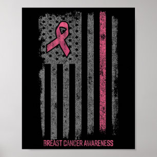 Borstkanker Shirten American Flag Breast Cancer A Poster