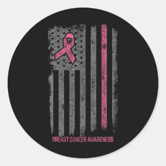 Borstkanker Shirten American Flag Breast Cancer A Ronde Sticker